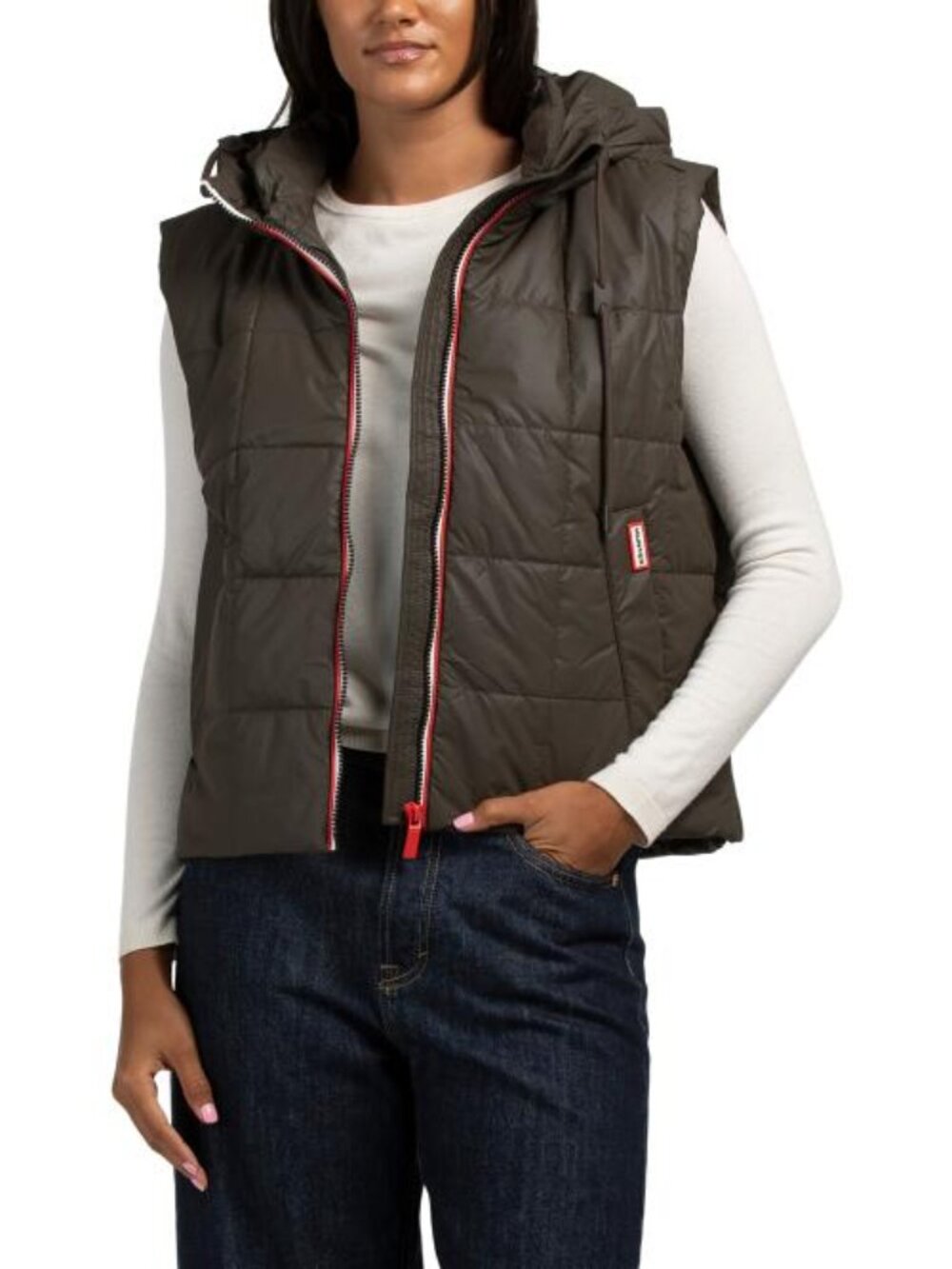 HUNTER Lindsey Square Quilted Vest With Snap Side Slits